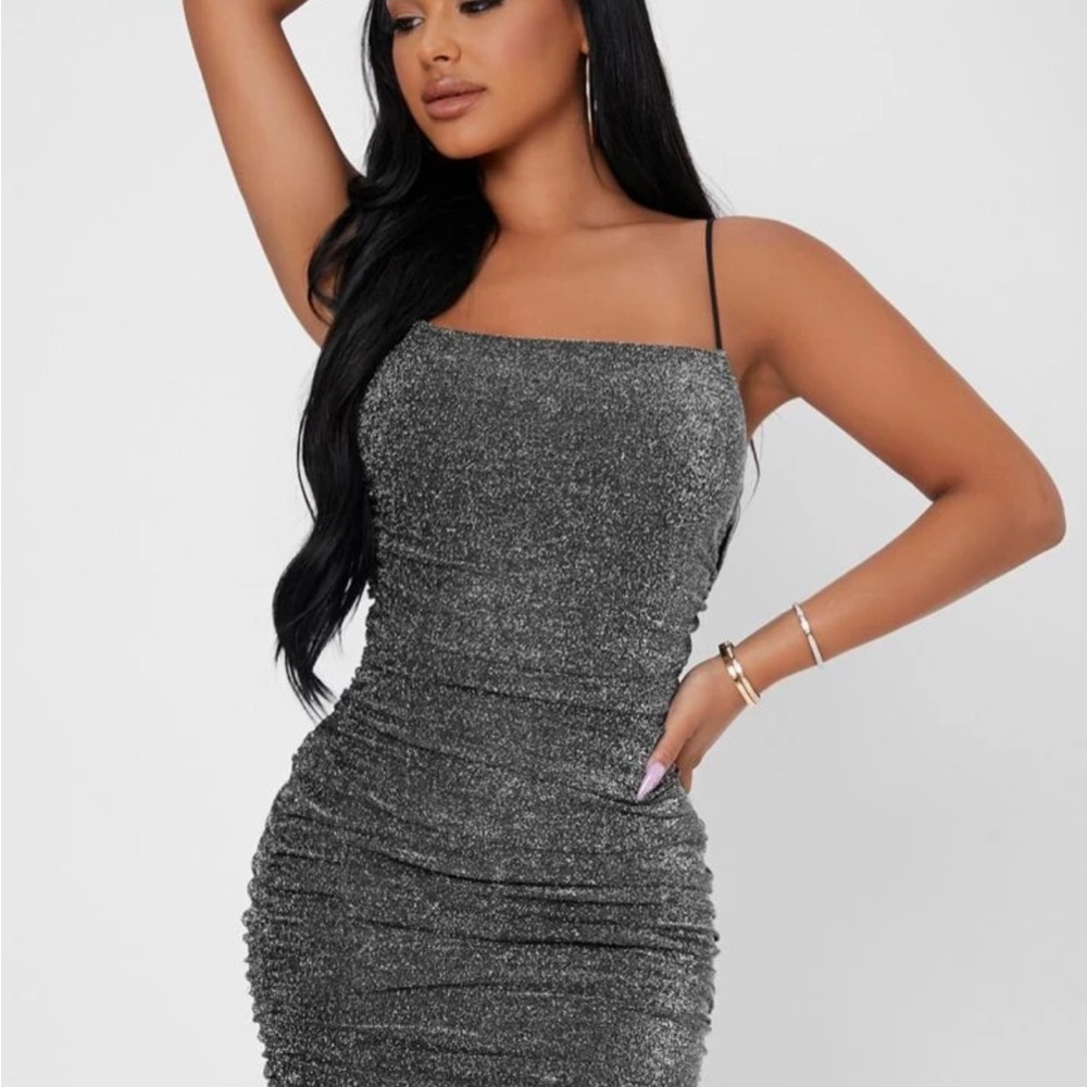 Elegant Silver Glitter Dress